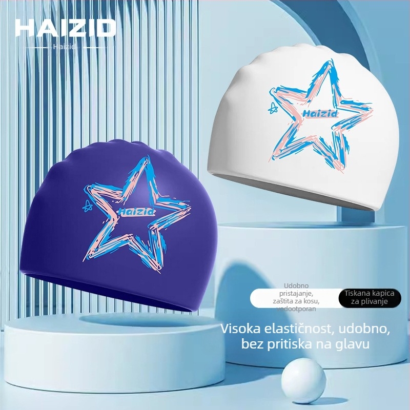Set silikonska kapa za plivanje i naočale za odrasle, Haizid, uzorak s printom, za plivanje i vodene sportove