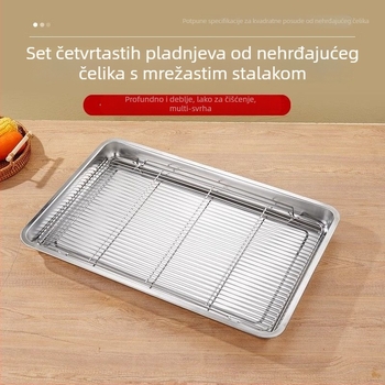 Komercijalna četvrtasta posuda od nehrđajućeg čelika s mrežastim sustavom kontrole ulja, posuda za filtriranje vode i ulja, izložbeni tanjur za hranu, za pečenje i začinjavanje