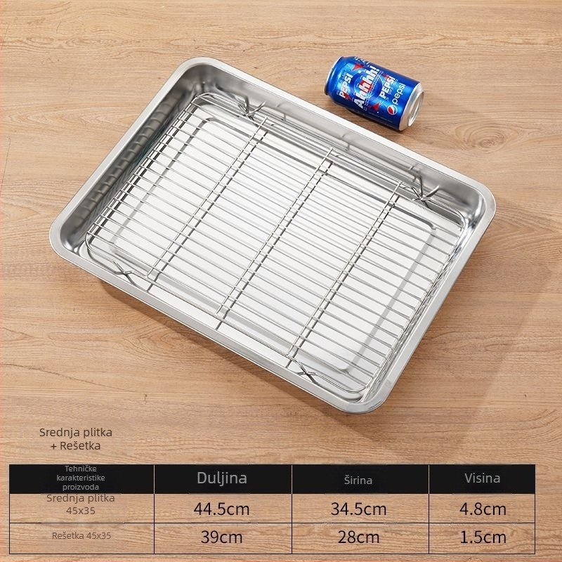 Komercijalna četvrtasta posuda od nehrđajućeg čelika s mrežastim sustavom kontrole ulja, posuda za filtriranje vode i ulja, izložbeni tanjur za hranu, za pečenje i začinjavanje
