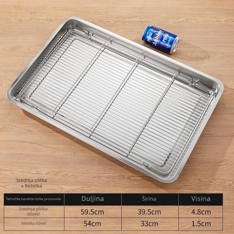 Komercijalna četvrtasta posuda od nehrđajućeg čelika s mrežastim sustavom kontrole ulja, posuda za filtriranje vode i ulja, izložbeni tanjur za hranu, za pečenje i začinjavanje