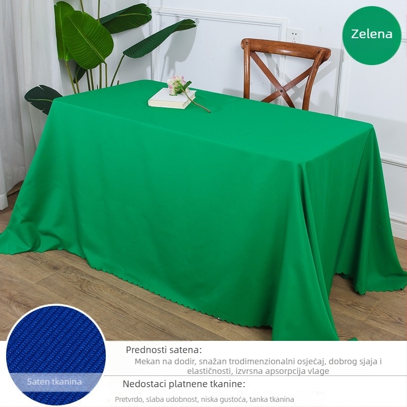 Prilagođeni stolnjak za konferencije, pravokutni, poliester-pamuk 70/30, jednobojni, protuklizni, otporan na habanje, prašinu i ulje, za hotelske interijere.