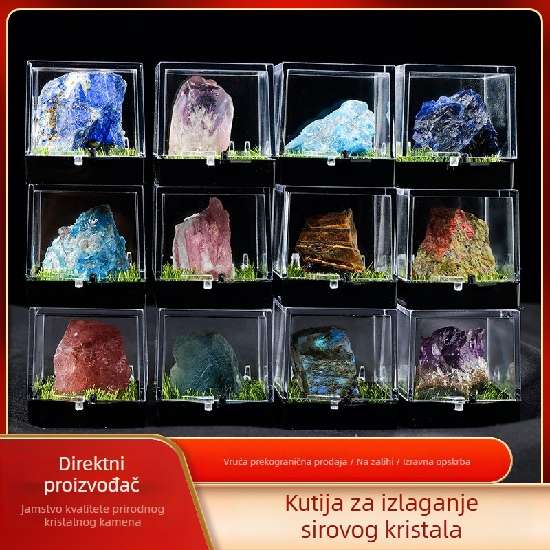 Prirodni kristalni sirovi kamen, kutija s mini pejzažom za minerale, dekorativni predmet za dječju edukaciju o rudarskim znanostima – veleprodaja