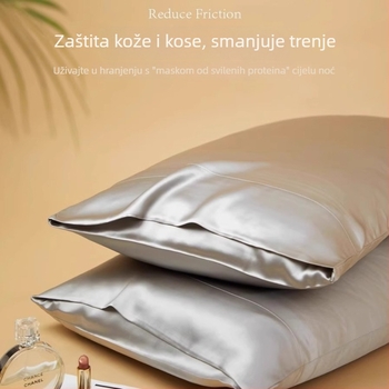 Dvostrana jastučnica od 100% Mulberry svile, 40 momme, tamno siva, set od dvije jastučnice