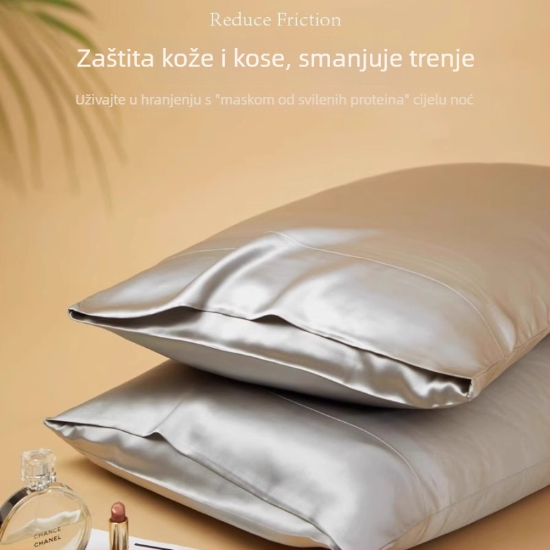 Dvostrana jastučnica od 100% Mulberry svile, 40 momme, tamno siva, set od dvije jastučnice