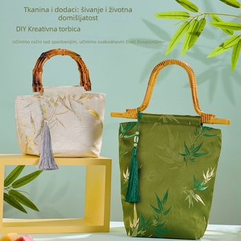 DIY komplet torbice od bambusnog čvora – Novi kineski stil, torba od Song brokatne tkanine