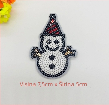 Snowman Patch – aplikacija s perlicama i šljokicama za DIY ukrase za božićno drvce (Materijal: šivanje perlicama i šljokicama; Opseg primjene: Ostalo; Značka: Ostalo)