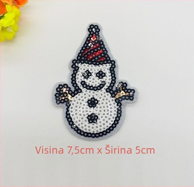 Snowman Patch – aplikacija s perlicama i šljokicama za DIY ukrase za božićno drvce (Materijal: šivanje perlicama i šljokicama; Opseg primjene: Ostalo; Značka: Ostalo)