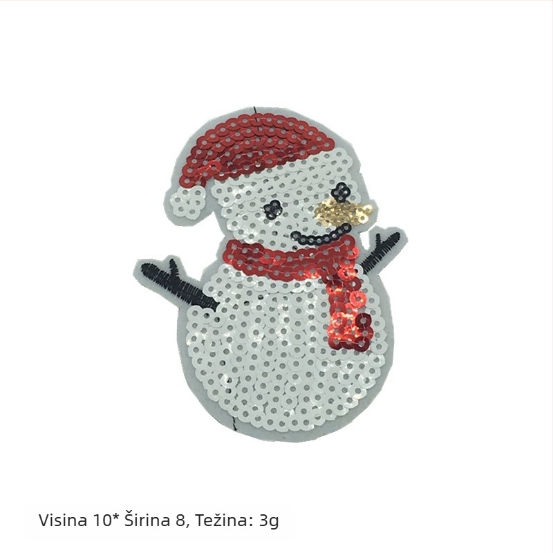 Snowman Patch – aplikacija s perlicama i šljokicama za DIY ukrase za božićno drvce (Materijal: šivanje perlicama i šljokicama; Opseg primjene: Ostalo; Značka: Ostalo)
