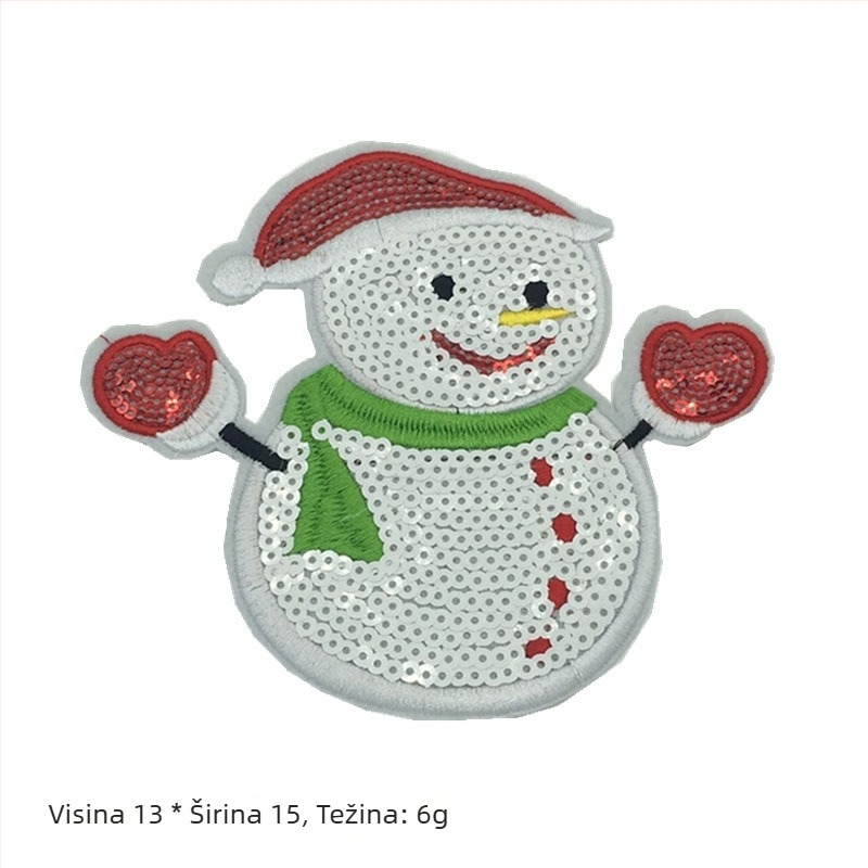 Snowman Patch – aplikacija s perlicama i šljokicama za DIY ukrase za božićno drvce (Materijal: šivanje perlicama i šljokicama; Opseg primjene: Ostalo; Značka: Ostalo)