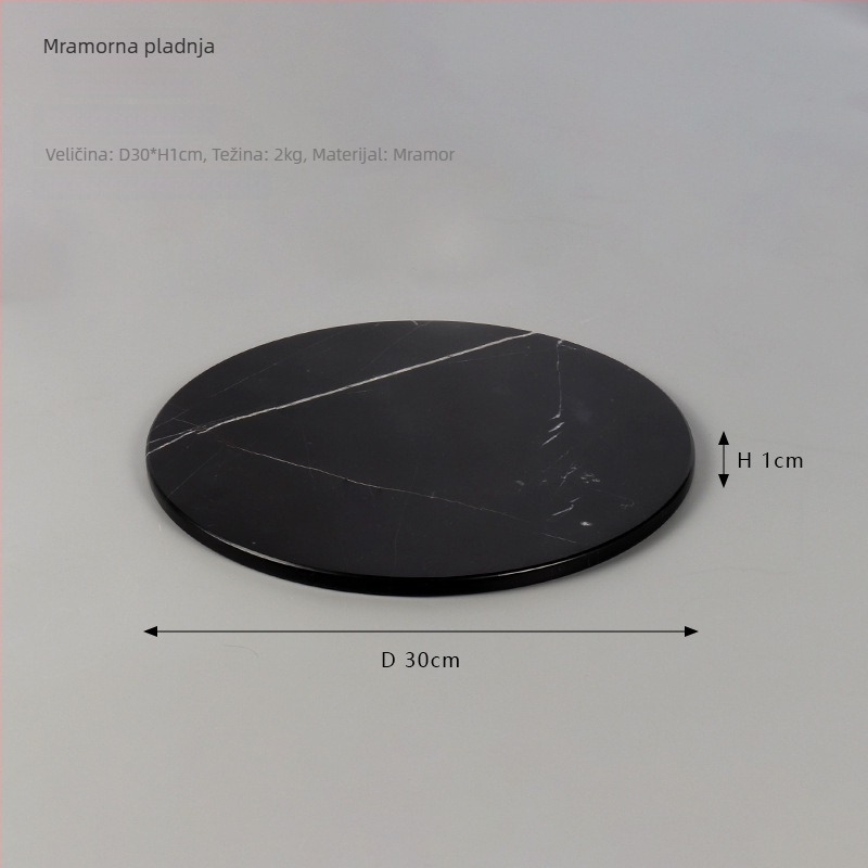 Kružni pladanj od prirodnog mramora — Deer, modern minimalistički stil, polirana površina, mogućnost loga i prilagodbe