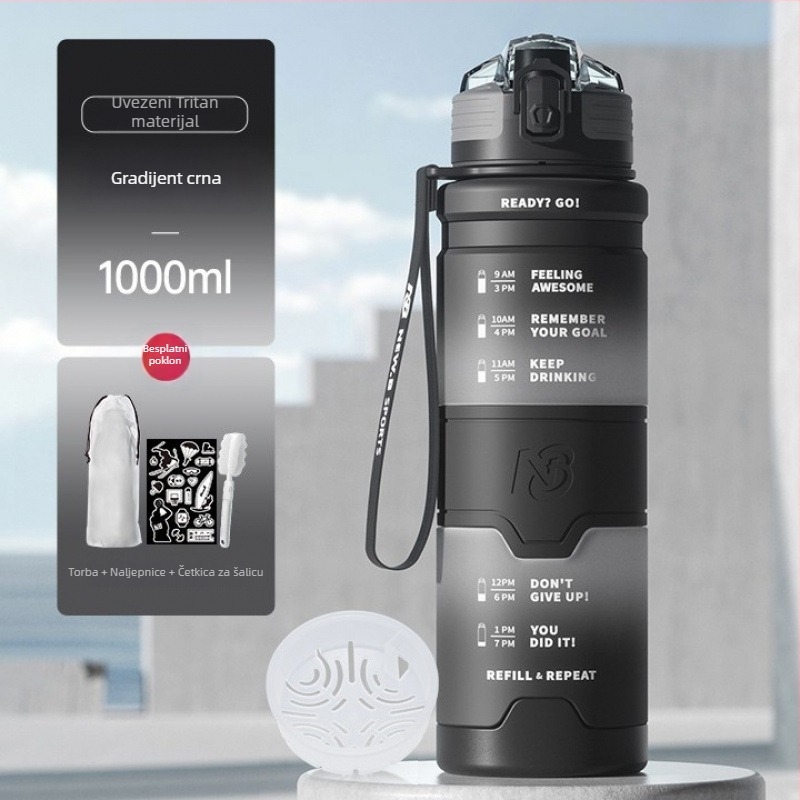 Univerzalna sportska boca za vodu od Tritana, Step firmly, za fitness i aktivnosti na otvorenom