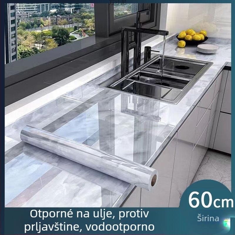 Mramorne naljepnice za renovaciju kuhinjskog pulta i ormarića, vatrootporne aluminijske folije za pločice, rez na metar