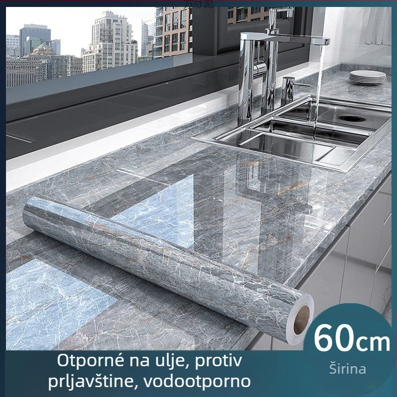 Mramorne naljepnice za renovaciju kuhinjskog pulta i ormarića, vatrootporne aluminijske folije za pločice, rez na metar