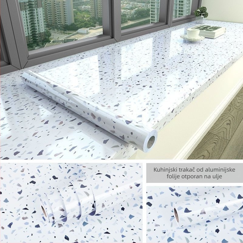 Mramorne naljepnice za renovaciju kuhinjskog pulta i ormarića, vatrootporne aluminijske folije za pločice, rez na metar