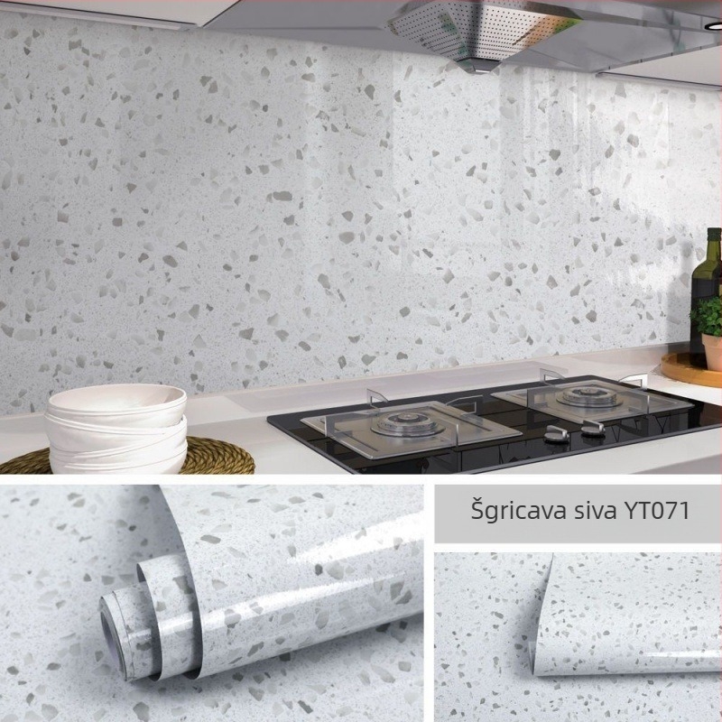 Mramorne naljepnice za renovaciju kuhinjskog pulta i ormarića, vatrootporne aluminijske folije za pločice, rez na metar