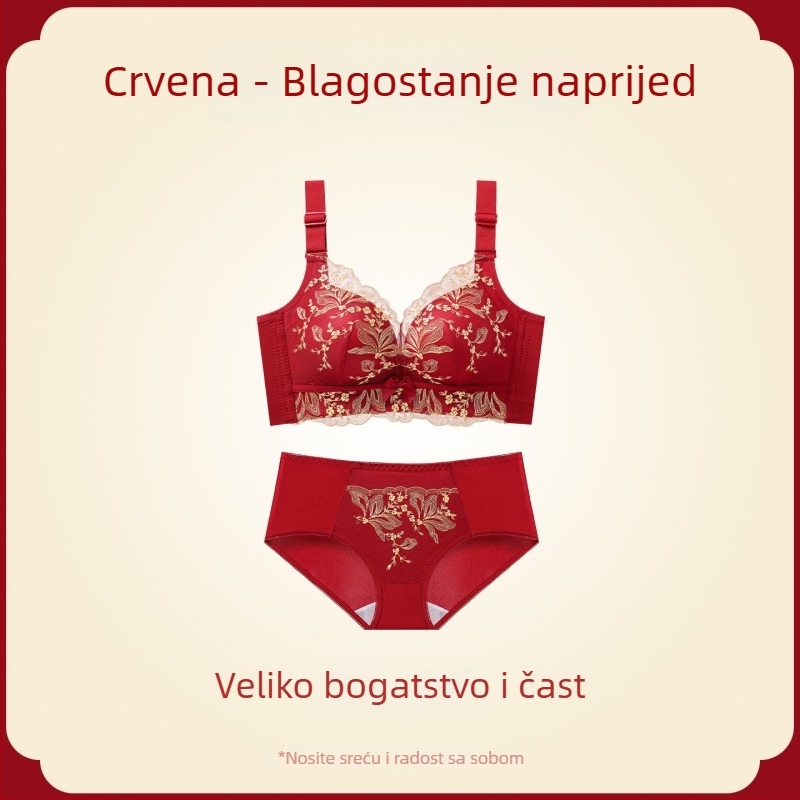 Ankola crveni push-up grudnjak set za male grudi, bežični, skuplja bočne grudi, podiže i sprječava opuštanje, 3/4 košarica, za sve sezone