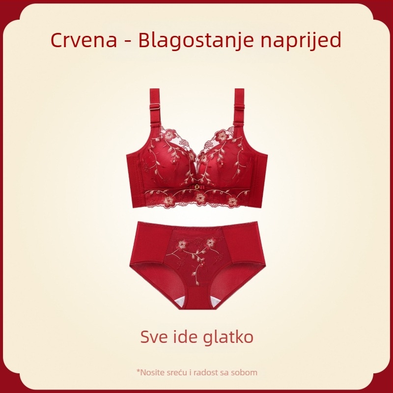 Ankola crveni push-up grudnjak set za male grudi, bežični, skuplja bočne grudi, podiže i sprječava opuštanje, 3/4 košarica, za sve sezone