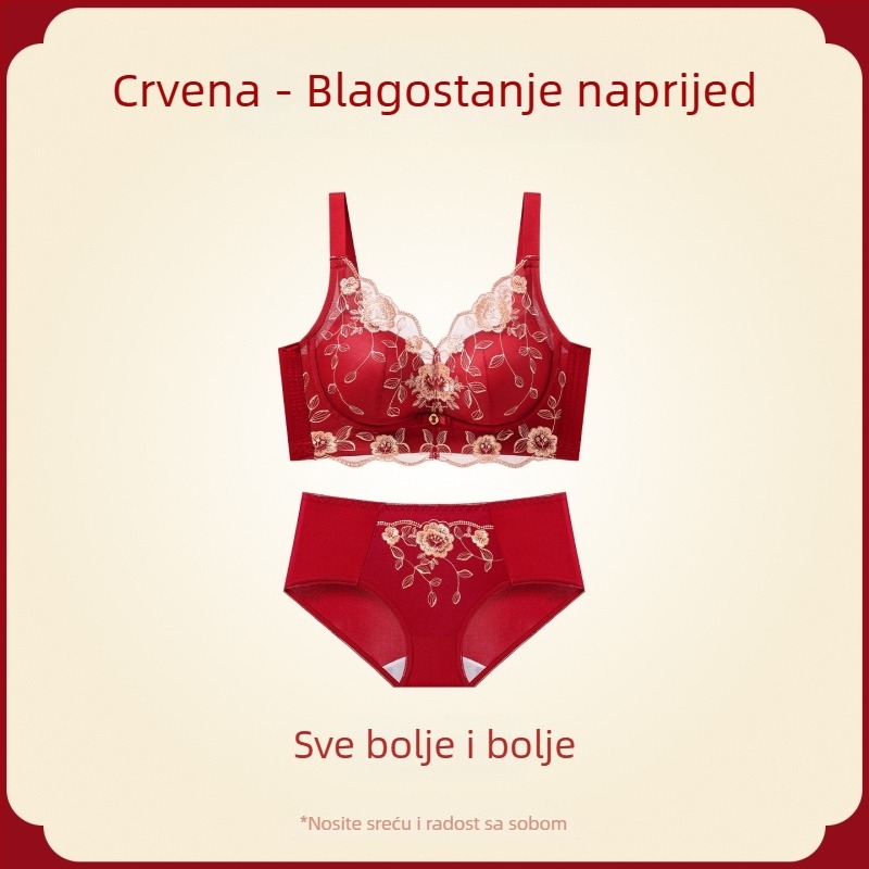 Ankola crveni push-up grudnjak set za male grudi, bežični, skuplja bočne grudi, podiže i sprječava opuštanje, 3/4 košarica, za sve sezone