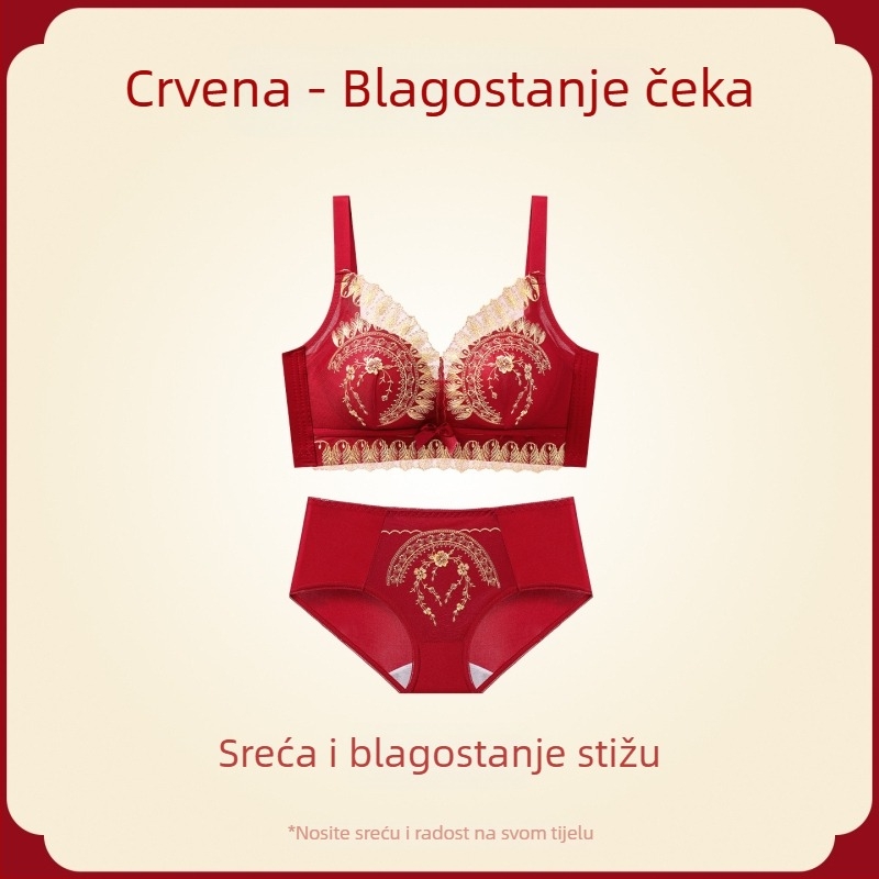 Ankola crveni push-up grudnjak set za male grudi, bežični, skuplja bočne grudi, podiže i sprječava opuštanje, 3/4 košarica, za sve sezone