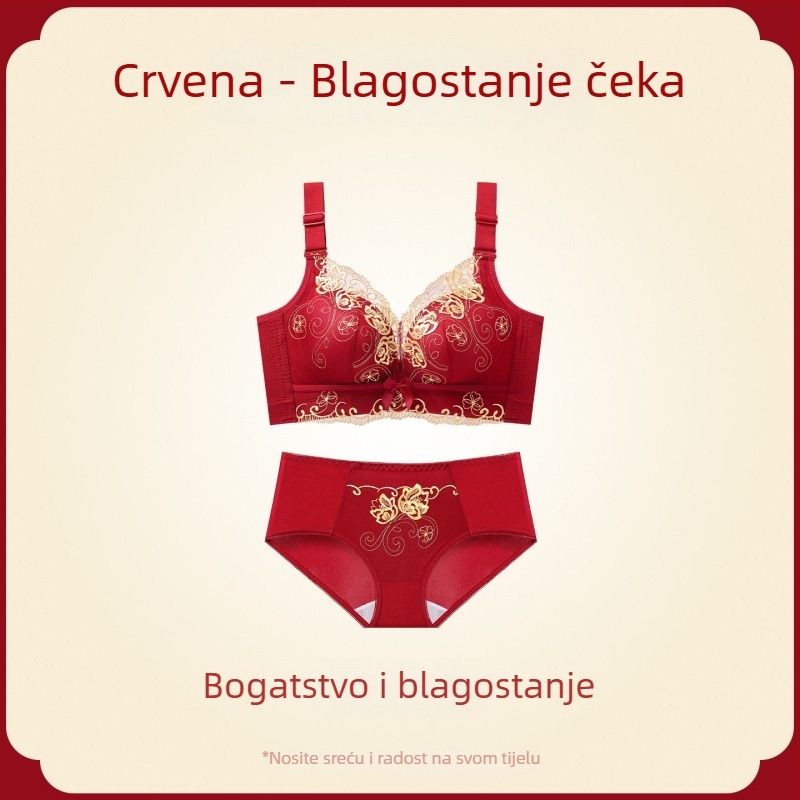 Ankola crveni push-up grudnjak set za male grudi, bežični, skuplja bočne grudi, podiže i sprječava opuštanje, 3/4 košarica, za sve sezone