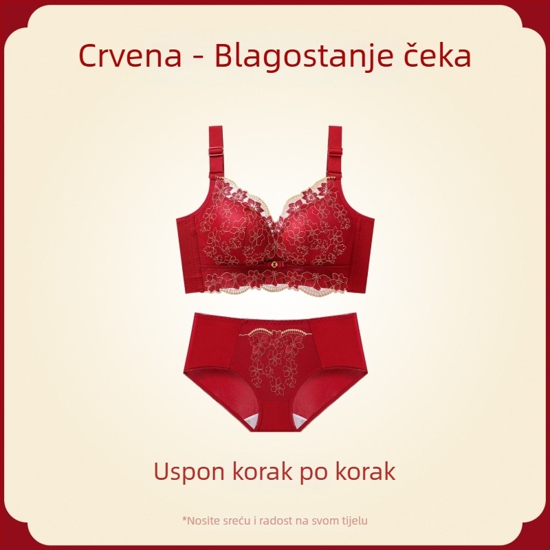 Ankola crveni push-up grudnjak set za male grudi, bežični, skuplja bočne grudi, podiže i sprječava opuštanje, 3/4 košarica, za sve sezone