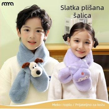 Dječji šal, pliš, cartoon uzorak, warp tkanje, zadržava toplinu