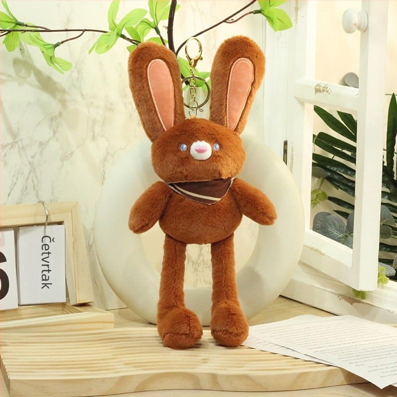 Višenamjenska pliš zeka igračka s izvlačnim ušima, privjeskom i lančićem, kratki pliš, prilagodljivo prema nacrtima, za uzrast 7–14 godina