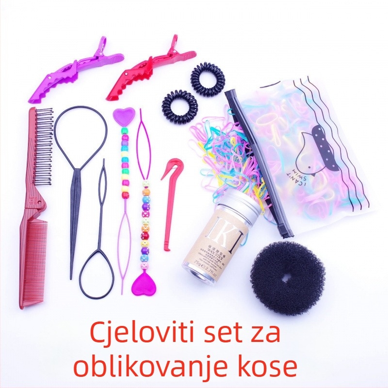 Set za stiliziranje kose za djecu: tvorac punđe, alat za pletenice, sklopivi češalj, aligator klipsa