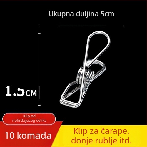 Sušna klipsa od nehrđajućeg čelika 201, model 658, za čarape, košulje, odijela, kravate i odjeću; ne savija se; pakiranja variraju