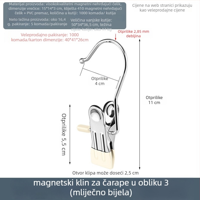 Nehrđajući čelični klips za sušenje s kukom – višefunkcionalna klipsa za hlače, čarape i košulje
