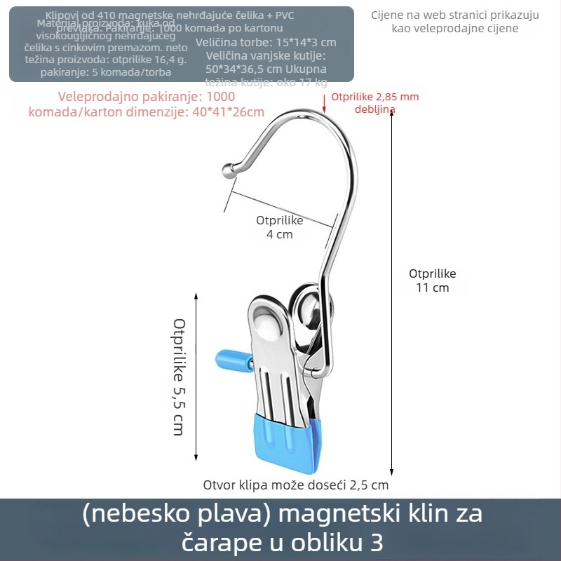 Nehrđajući čelični klips za sušenje s kukom – višefunkcionalna klipsa za hlače, čarape i košulje