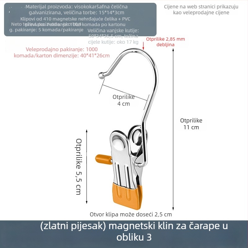 Nehrđajući čelični klips za sušenje s kukom – višefunkcionalna klipsa za hlače, čarape i košulje