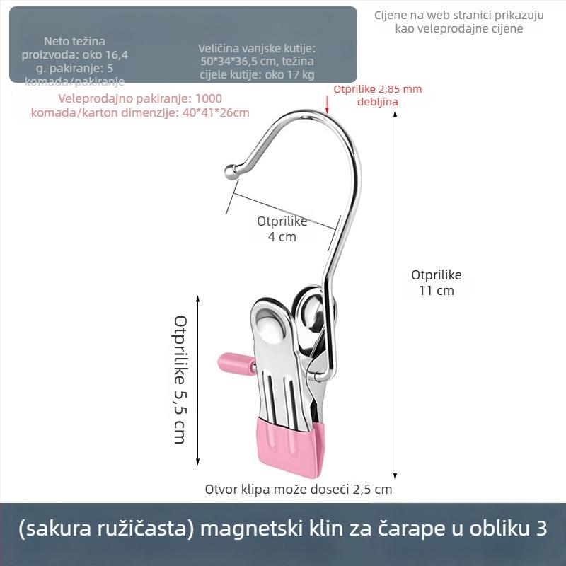 Nehrđajući čelični klips za sušenje s kukom – višefunkcionalna klipsa za hlače, čarape i košulje