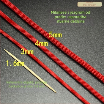 Najlon Milan užad za izradu nakita, pleteno užad promjera 3–4 mm s jezgrama
