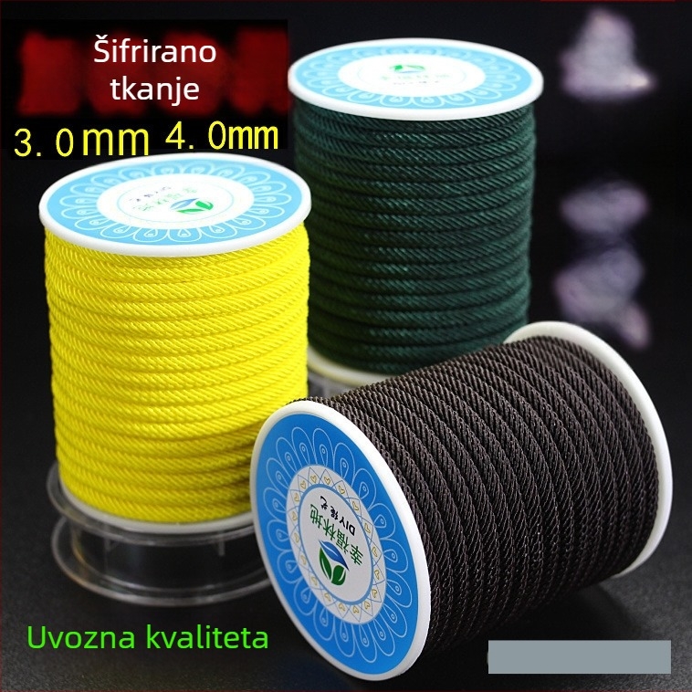 Najlon Milan užad za izradu nakita, pleteno užad promjera 3–4 mm s jezgrama