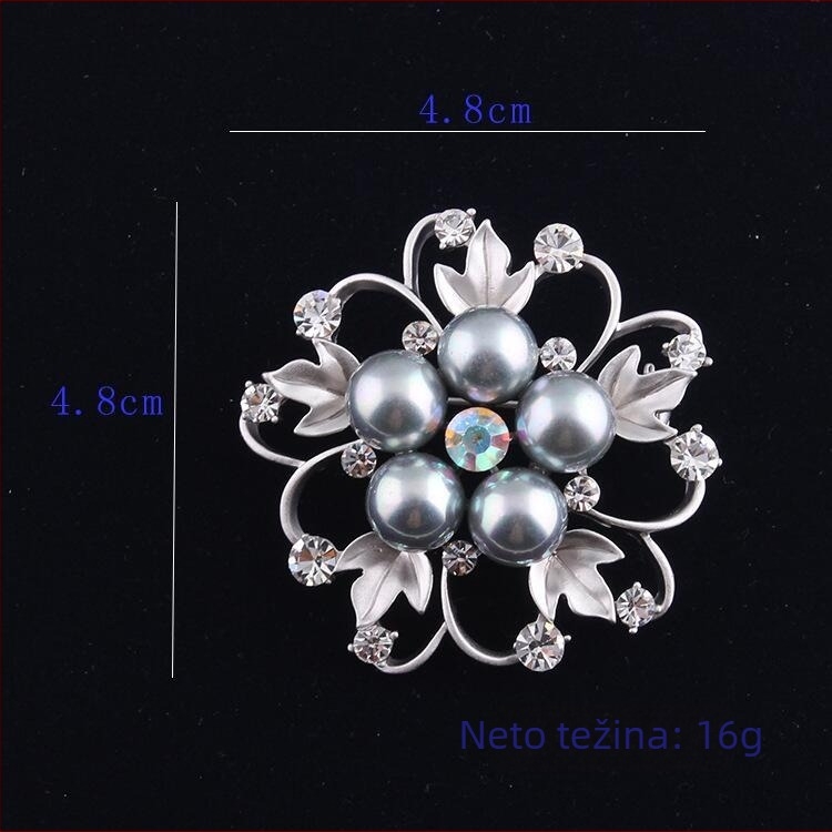 Broš - Perlna ruža, korejski stil, legura, elektroplatiranje, dekoracija, dar (Materijal: Legura; Stil: Unisex, Fashion OL; Obrada: Elektroplatiranje; Funkcije: Dekoracija, Dar)