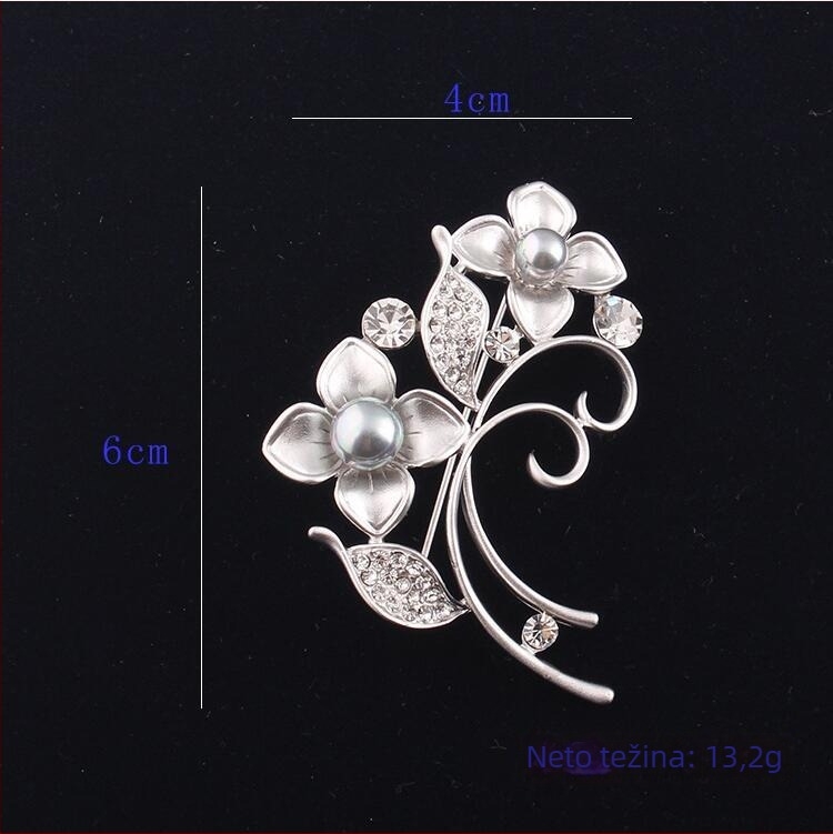 Broš - Perlna ruža, korejski stil, legura, elektroplatiranje, dekoracija, dar (Materijal: Legura; Stil: Unisex, Fashion OL; Obrada: Elektroplatiranje; Funkcije: Dekoracija, Dar)