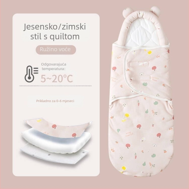 Novorođenački spavaći vrećica za uvezivanje, pamuk, uzorak životinja, za djecu 1–3 godine, cijelogodišnja upotreba — proljeće 2025