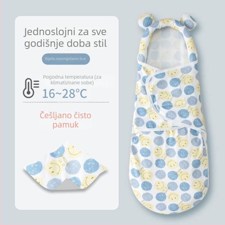 Novorođenački spavaći vrećica za uvezivanje, pamuk, uzorak životinja, za djecu 1–3 godine, cijelogodišnja upotreba — proljeće 2025