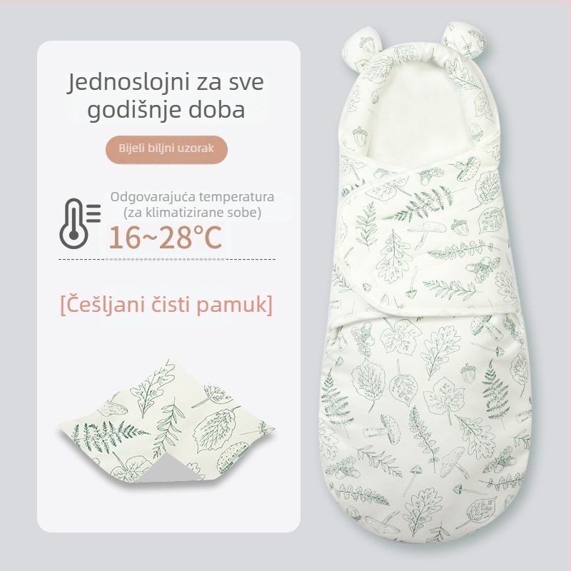 Novorođenački spavaći vrećica za uvezivanje, pamuk, uzorak životinja, za djecu 1–3 godine, cijelogodišnja upotreba — proljeće 2025