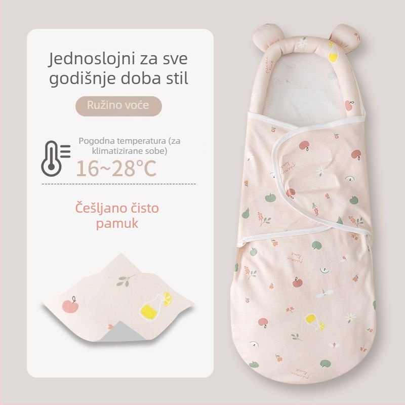 Novorođenački spavaći vrećica za uvezivanje, pamuk, uzorak životinja, za djecu 1–3 godine, cijelogodišnja upotreba — proljeće 2025