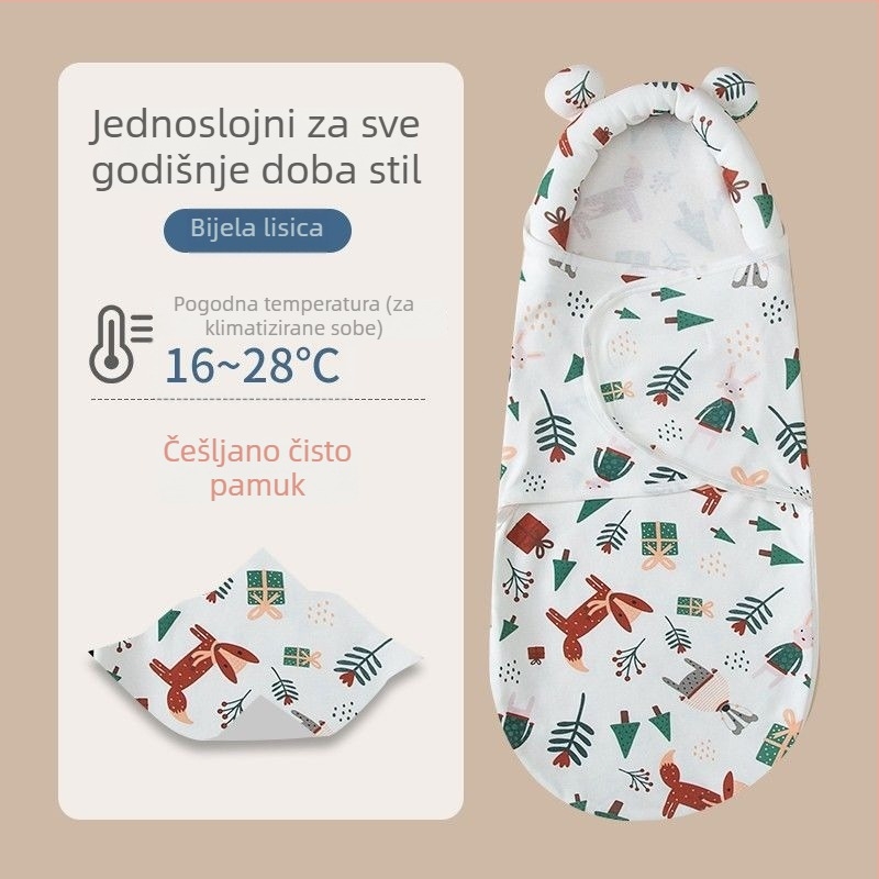 Novorođenački spavaći vrećica za uvezivanje, pamuk, uzorak životinja, za djecu 1–3 godine, cijelogodišnja upotreba — proljeće 2025