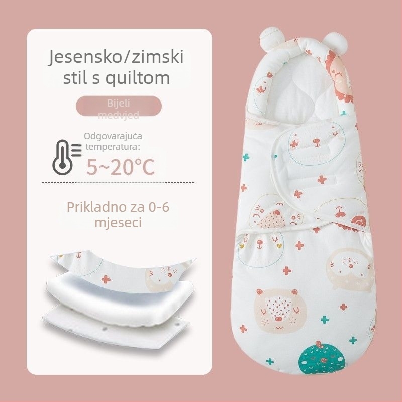 Novorođenački spavaći vrećica za uvezivanje, pamuk, uzorak životinja, za djecu 1–3 godine, cijelogodišnja upotreba — proljeće 2025