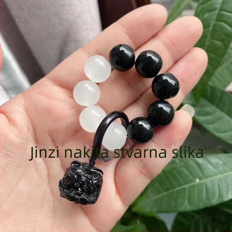 Narukvica od staklenih perli, ručna izrada, retro unisex stil, kapljastog oblika, 27 perli