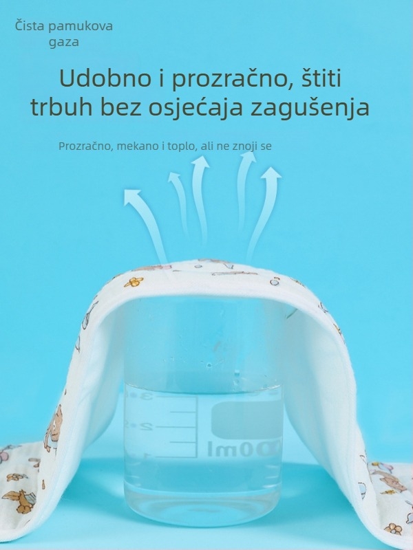 Šal za zaštitu trbuha bebe, od 100% pamuka, crtani uzorak, jesen 2024, za novorođenčad 0–12 mjeseci