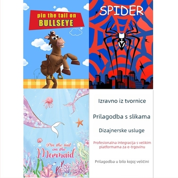 Set plakata za dječju zabavu s igrom zatvorenih očiju, Monster Truck poster i naljepnice; materijal: papir; uzorak: gradski heroj poster; stil: crtani i zabava; tema: Little Spider