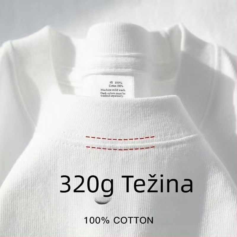 320 g teški američki pamuk kratkih rukava, unisex, jednobojan, opuštena silueta, svakodnevna upotreba, plus veličina