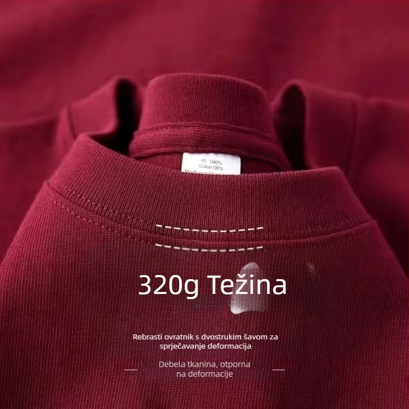 320 g teški američki pamuk kratkih rukava, unisex, jednobojan, opuštena silueta, svakodnevna upotreba, plus veličina