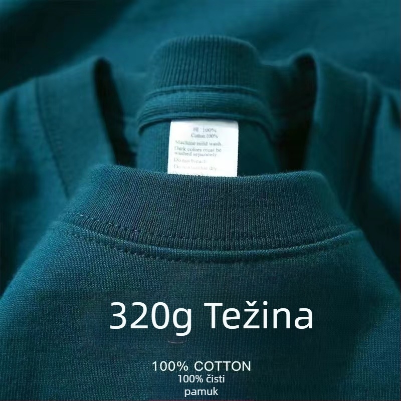 320 g teški američki pamuk kratkih rukava, unisex, jednobojan, opuštena silueta, svakodnevna upotreba, plus veličina
