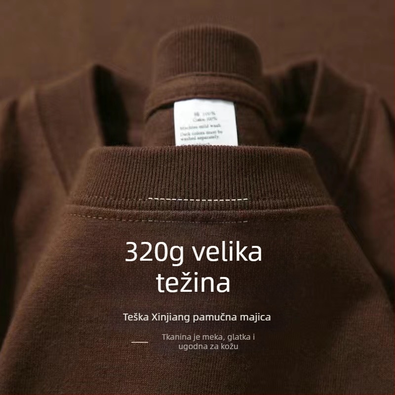 320 g teški američki pamuk kratkih rukava, unisex, jednobojan, opuštena silueta, svakodnevna upotreba, plus veličina